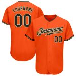 Custom Orange Black Old Gold Baseball Jersey - Authentic Sports Apparel Custom Orange Black-Old Gold Authentic Baseball Jersey