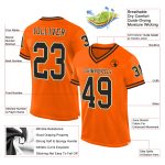 Custom Orange Black Gold Mesh Throwback Football Jersey Authentic Custom Orange Black-Old Gold Mesh Authentic Throwback Football - Image 2