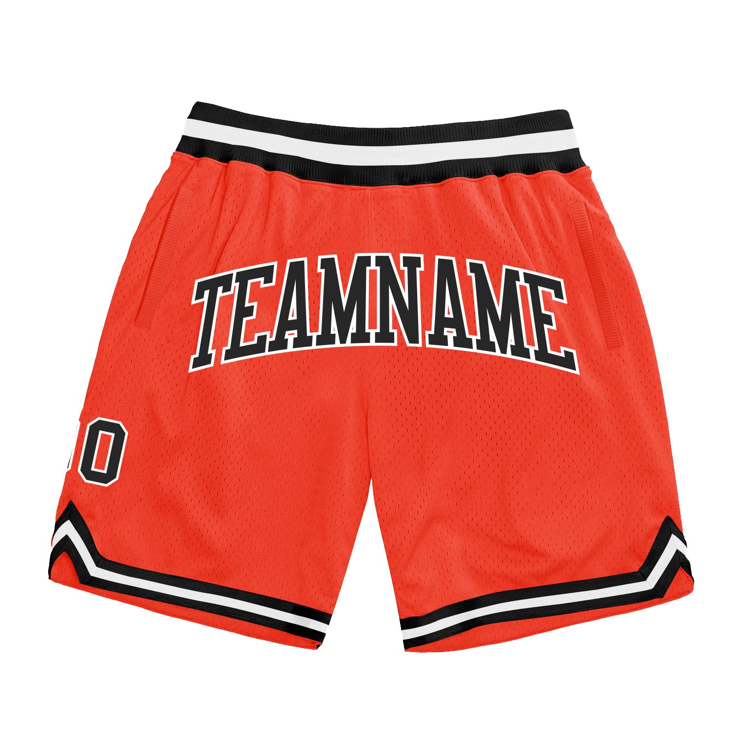 Custom Authentic Basketball Shorts - Orange Black White Throwback Style Custom Orange Black-White Authentic Throwback Basketball