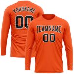 Custom Performance T-Shirt for Men Women - Orange Black White Long Sleeve Custom Orange Black-White Long Sleeve Performance - Image 2
