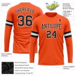 Custom Performance T-Shirt for Men Women - Orange Black White Long Sleeve Custom Orange Black-White Long Sleeve Performance - Image 3