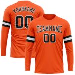 Custom Performance T-Shirt for Men Women - Orange Black White Long Sleeve Custom Orange Black-White Long Sleeve Performance