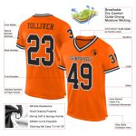 Custom Orange Black White Mesh Football Jersey - Authentic Throwback Design Custom Orange Black-White Mesh Authentic Throwback - Image 2