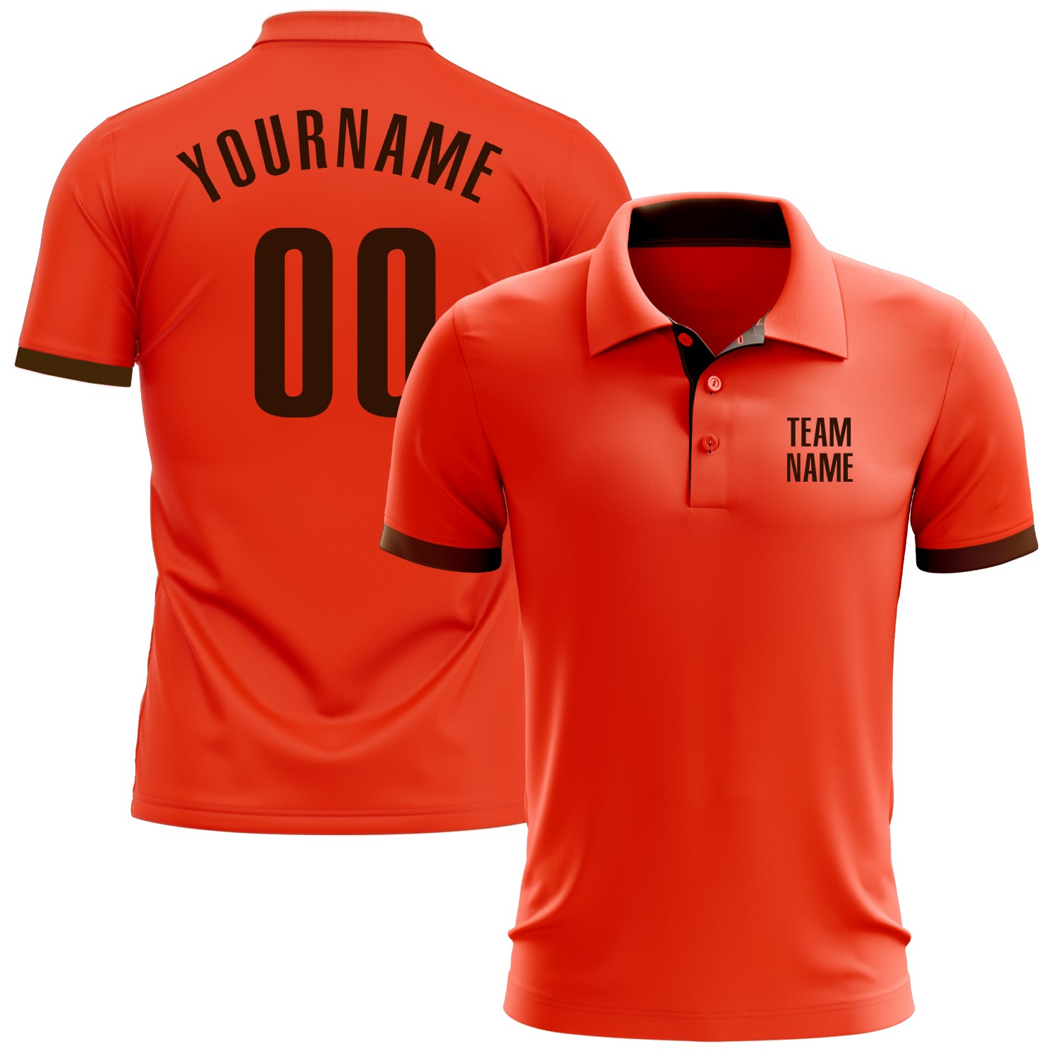 Custom Performance Golf Polo Shirt in Orange and Brown for Men Custom Orange Brown Performance Golf Polo Shirt