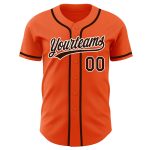 Custom Baseball Jersey - Orange and Brown-White Authentic Design Custom Orange Brown-White Authentic Baseball Jersey - Image 2