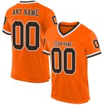 Custom Throwback Football Jersey - Orange Brown White Mesh Authentic Design Custom Orange Brown-White Mesh Authentic Throwback