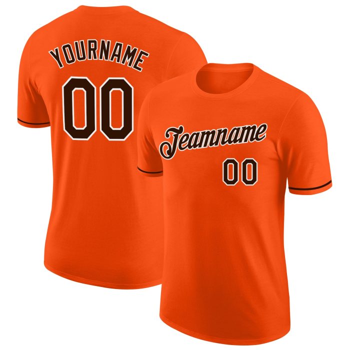 Custom Performance T-Shirt Orange Brown White, Style 7991 for Active Wear and Sports Custom Orange Brown-White Performance - Image 1