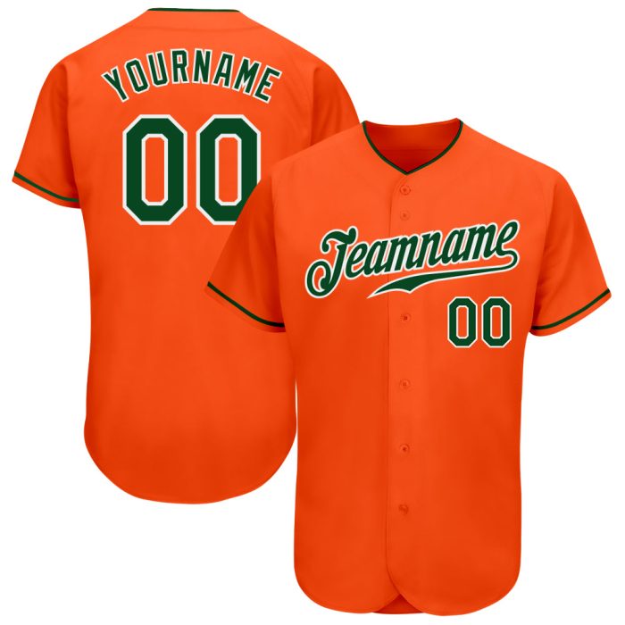 Custom Orange and Green White Authentic Baseball Jersey Style 3188 - Personalized Sports Apparel Custom Orange Green-White - Image 1