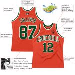 Custom Basketball Jersey Authentic Throwback Orange Green White Design Custom Orange Green-White Authentic Throwback Basketball - Image 2