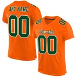 Custom Football Jersey - Authentic Orange Green White Mesh Design Custom Orange Green-White Mesh Authentic Football Jersey