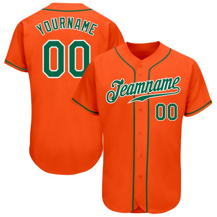 Custom Orange Kelly Green White Authentic Baseball Jersey 8335 - High Quality Sports Apparel Custom Orange Kelly Green-White - Image 1