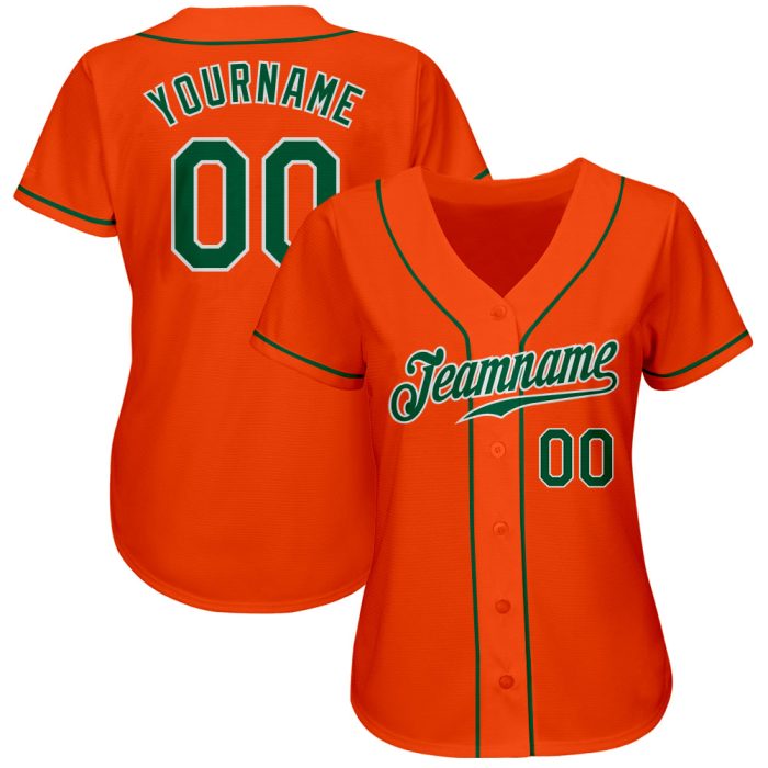 Custom Orange Kelly Green White Authentic Baseball Jersey 8335 - High Quality Sports Apparel Custom Orange Kelly Green-White - Image 2