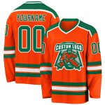 Custom Orange Green White Hockey Jersey - Personalized Team Apparel Custom Orange Kelly Green-White Hockey Jersey