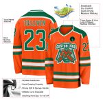 Custom Orange Green White Hockey Jersey - Personalized Team Apparel Custom Orange Kelly Green-White Hockey Jersey - Image 3
