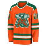 Custom Orange Green White Hockey Jersey - Personalized Team Apparel Custom Orange Kelly Green-White Hockey Jersey - Image 2