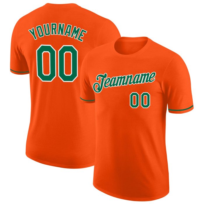 Custom Performance T-Shirt in Orange, Kelly Green & White - Style 6501 Custom Orange Kelly Green-White Performance T-Shirt - Image 1