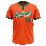Custom Orange Kelly Green-White Unisex Softball Jersey - Two-Button Design Custom Orange Kelly Green-White Two-Button Unisex - Image 2
