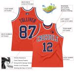 Custom Orange Navy-White Basketball Jersey - Authentic Throwback Design Custom Orange Navy-White Authentic Throwback Basketball - Image 2