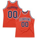 Custom Orange Navy-White Basketball Jersey - Authentic Throwback Design Custom Orange Navy-White Authentic Throwback Basketball
