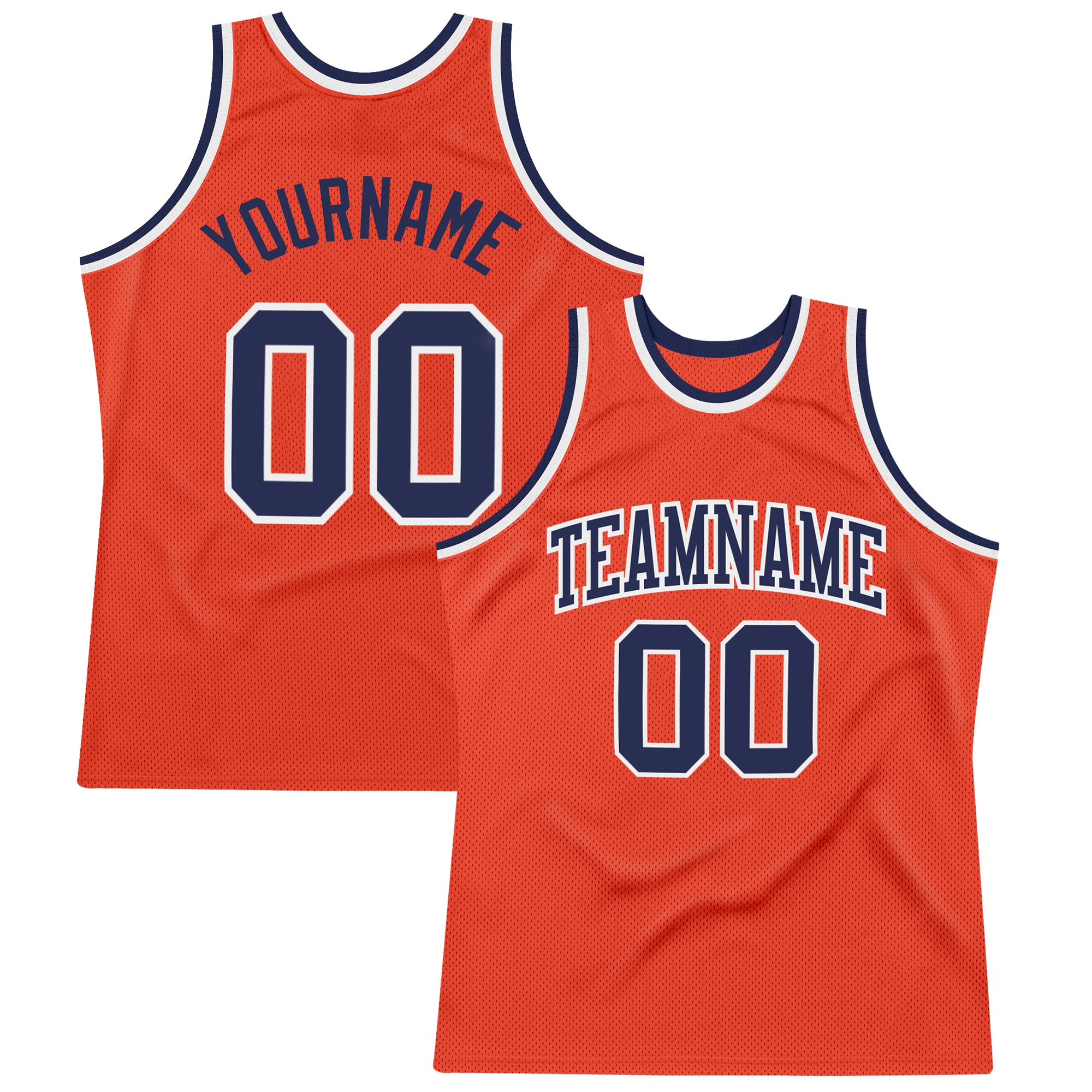 Custom Orange Navy-White Authentic Throwback Basketball Jersey Custom Orange Navy-White Basketball Jersey - Authentic Throwback Design Custom Orange Navy-White Authentic Throwback Basketball - Image 1