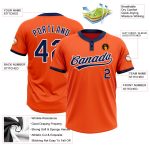 Custom Softball Jersey - Unisex Two-Button in Orange and Navy White Custom Orange Navy-White Two-Button Unisex Softball Jersey - Image 3
