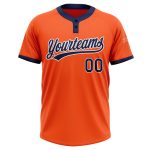 Custom Softball Jersey - Unisex Two-Button in Orange and Navy White Custom Orange Navy-White Two-Button Unisex Softball Jersey - Image 2