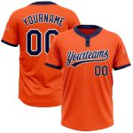 Custom Softball Jersey - Unisex Two-Button in Orange and Navy White Custom Orange Navy-White Two-Button Unisex Softball Jersey