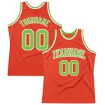 Authentic Custom Orange Neon Green-White Basketball Jersey - Throwback Style Custom Orange Neon Green-White Authentic Throwback