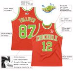 Authentic Custom Orange Neon Green-White Basketball Jersey - Throwback Style Custom Orange Neon Green-White Authentic Throwback - Image 2