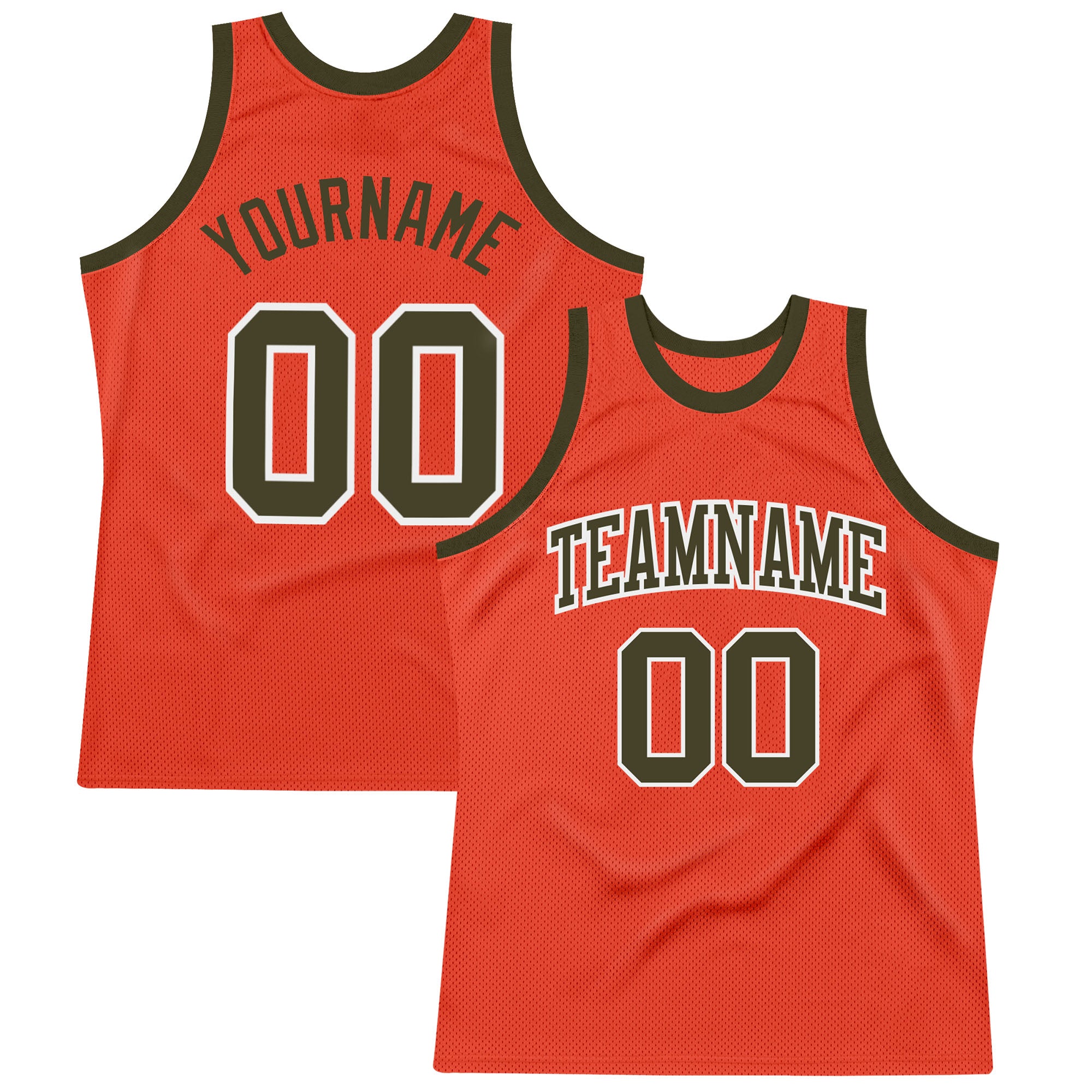 Custom Orange Olive-White Jersey - Authentic Throwback Basketball Jersey for Fans Custom Orange Olive-White Authentic Throwback