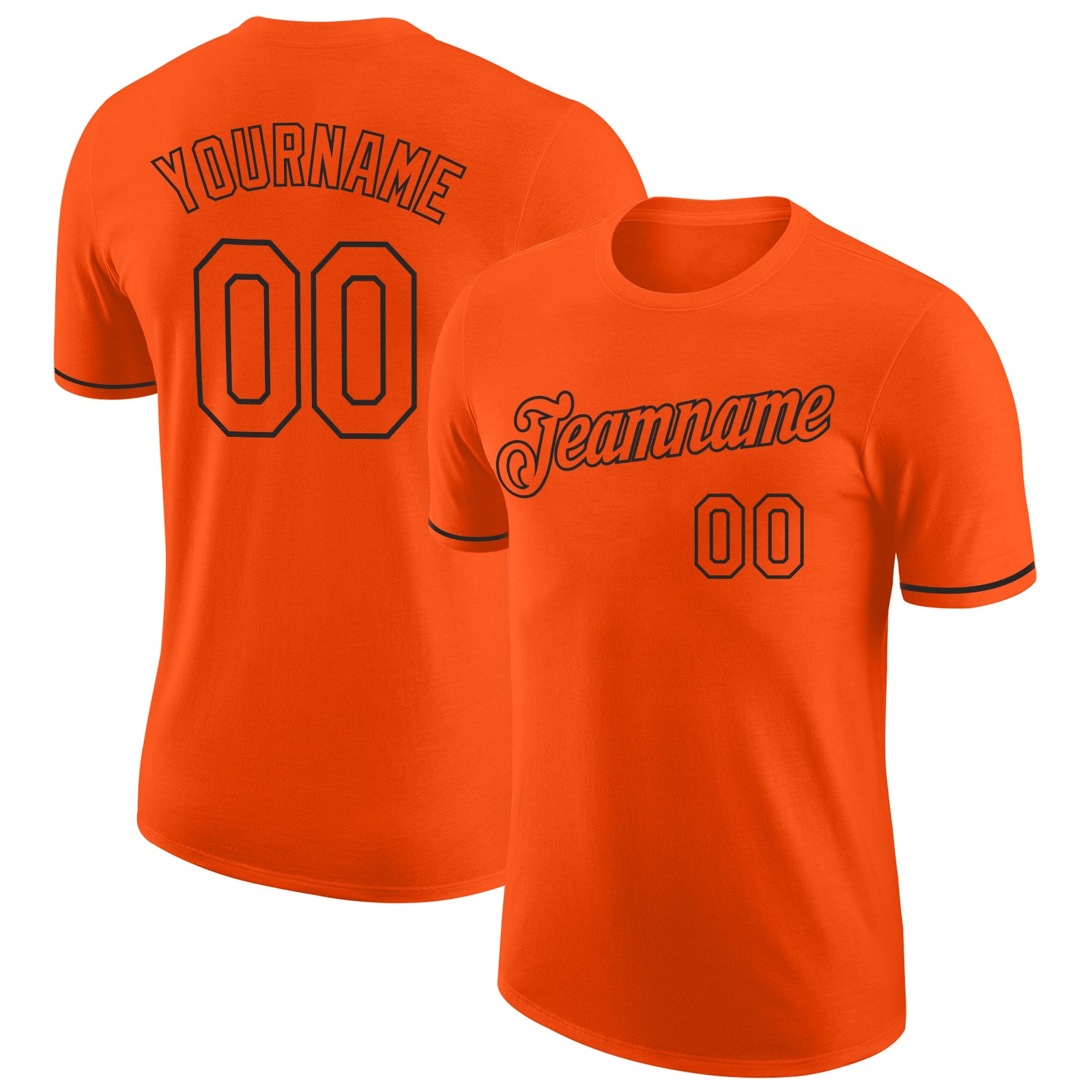 Custom Orange Black Performance T-Shirt for Men - Lightweight Breathable Activewear Custom Orange Orange-Black Performance