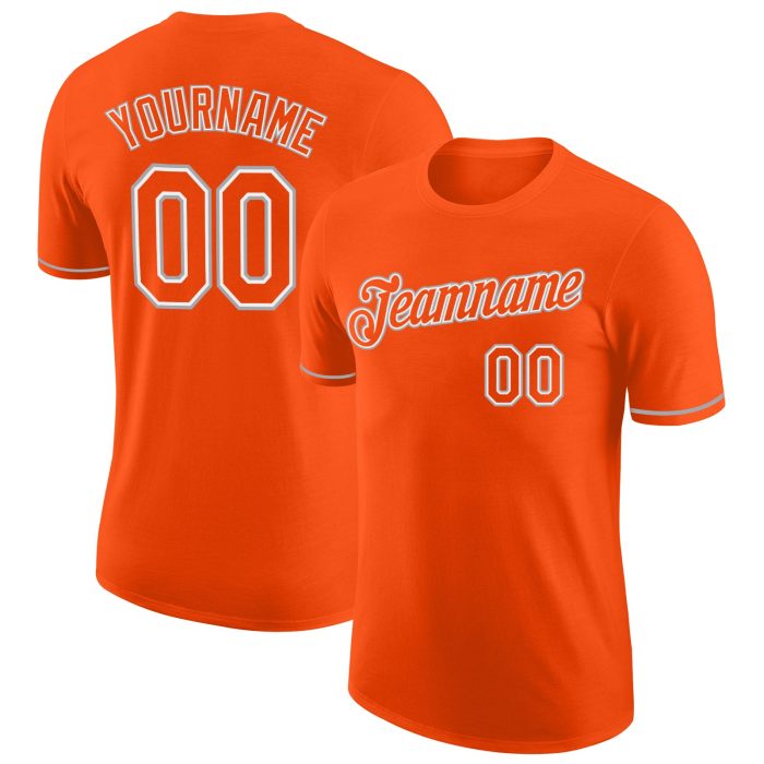 Custom Orange Gray Performance T-Shirt for Men, Athletic Style 2027 Custom Orange Orange-Gray Performance T-Shirt Style 2027 - Image 1