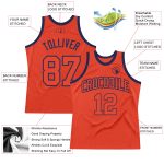 Custom Orange Navy Basketball Jersey - Authentic Throwback Design Custom Orange Orange-Navy Authentic Throwback Basketball - Image 2
