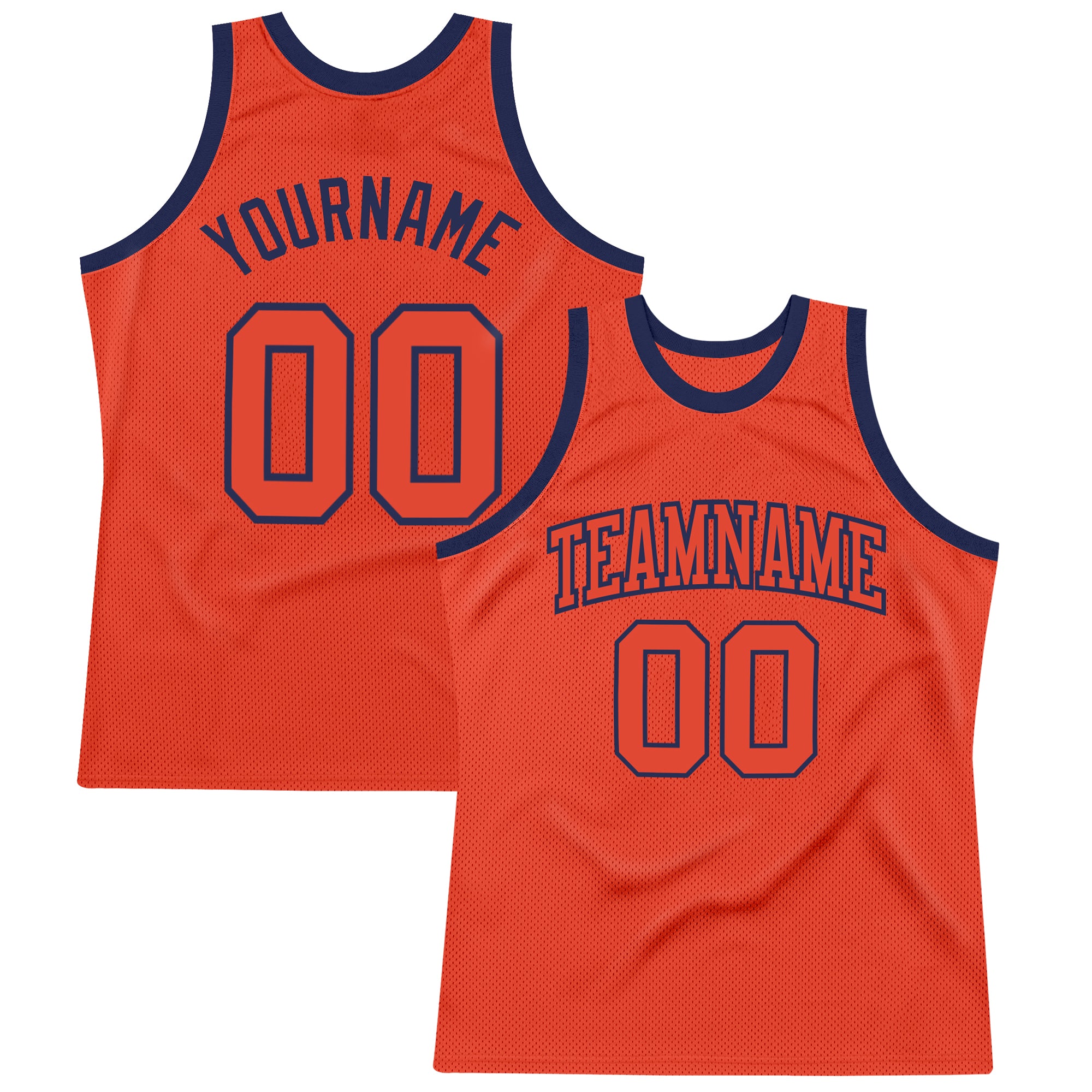 Custom Orange Navy Basketball Jersey - Authentic Throwback Design Custom Orange Orange-Navy Authentic Throwback Basketball