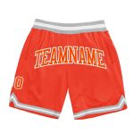 Authentic Throwback Basketball Shorts - Custom Orange and Silver Gray Design Custom Orange Orange-Silver Gray Authentic Throwback