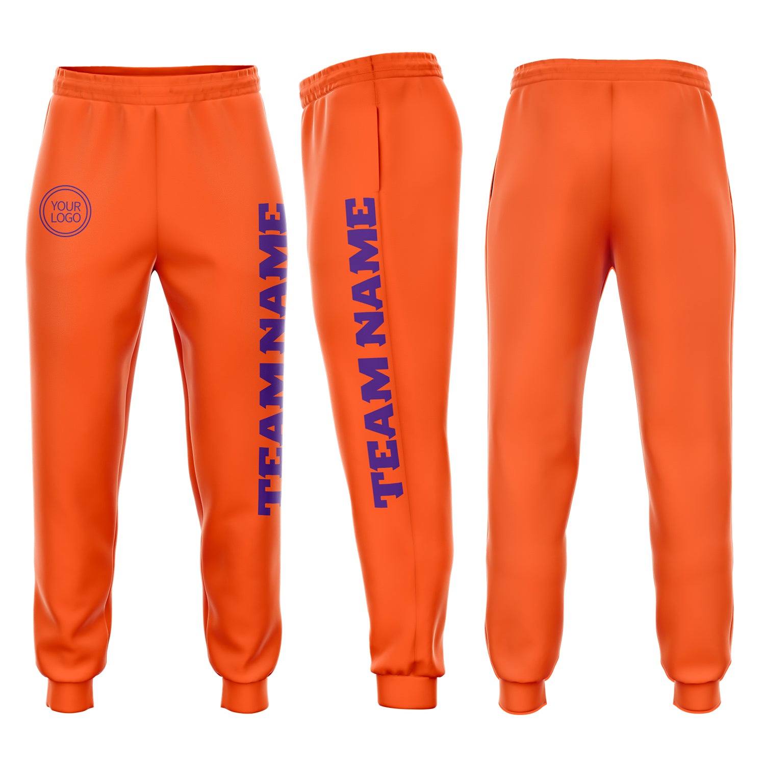 Custom Orange Purple Fleece Jogger Pants for Men and Women - Comfortable Athletic Sweatpants Custom Orange Purple Fleece