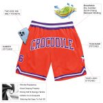 Custom Basketball Shorts - Authentic Throwback in Orange Purple White Custom Orange Purple-White Authentic Throwback Basketball - Image 2