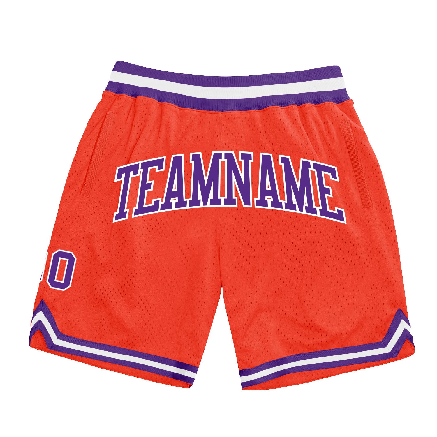 Custom Basketball Shorts - Authentic Throwback in Orange Purple White Custom Orange Purple-White Authentic Throwback Basketball