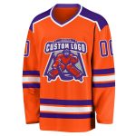 Custom Hockey Jersey - Orange Purple White Design for Fans and Players Custom Orange Purple-White Hockey Jersey - Image 2