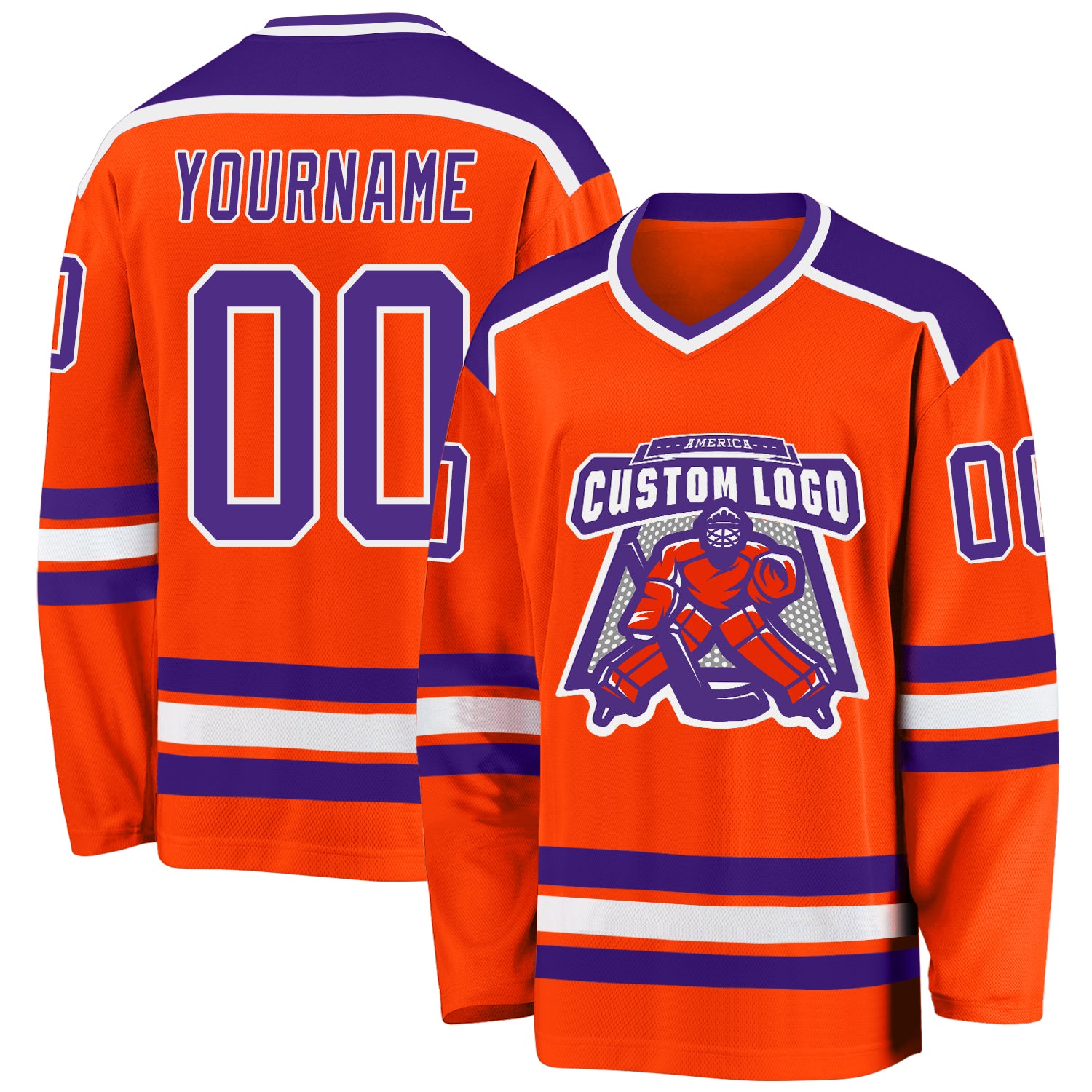 Custom Hockey Jersey - Orange Purple White Design for Fans and Players Custom Orange Purple-White Hockey Jersey