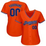 Custom Orange Black Baseball Jersey | Authentic Royal-Black Design Custom Orange Royal-Black Authentic Baseball Jersey - Image 2