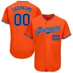 Custom Orange Black Baseball Jersey | Authentic Royal-Black Design Custom Orange Royal-Black Authentic Baseball Jersey