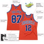 Custom Orange Royal White Basketball Jersey Authentic Throwback Style Custom Orange Royal-White Authentic Throwback Basketball - Image 2
