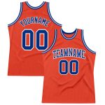 Custom Orange Royal White Basketball Jersey Authentic Throwback Style Custom Orange Royal-White Authentic Throwback Basketball