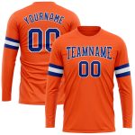 Custom Orange Long Sleeve Performance T-Shirt - Royal White Athletic Top Custom Orange Royal-White Long Sleeve Performance
