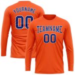 Custom Orange Long Sleeve Performance T-Shirt - Royal White Athletic Top Custom Orange Royal-White Long Sleeve Performance - Image 2