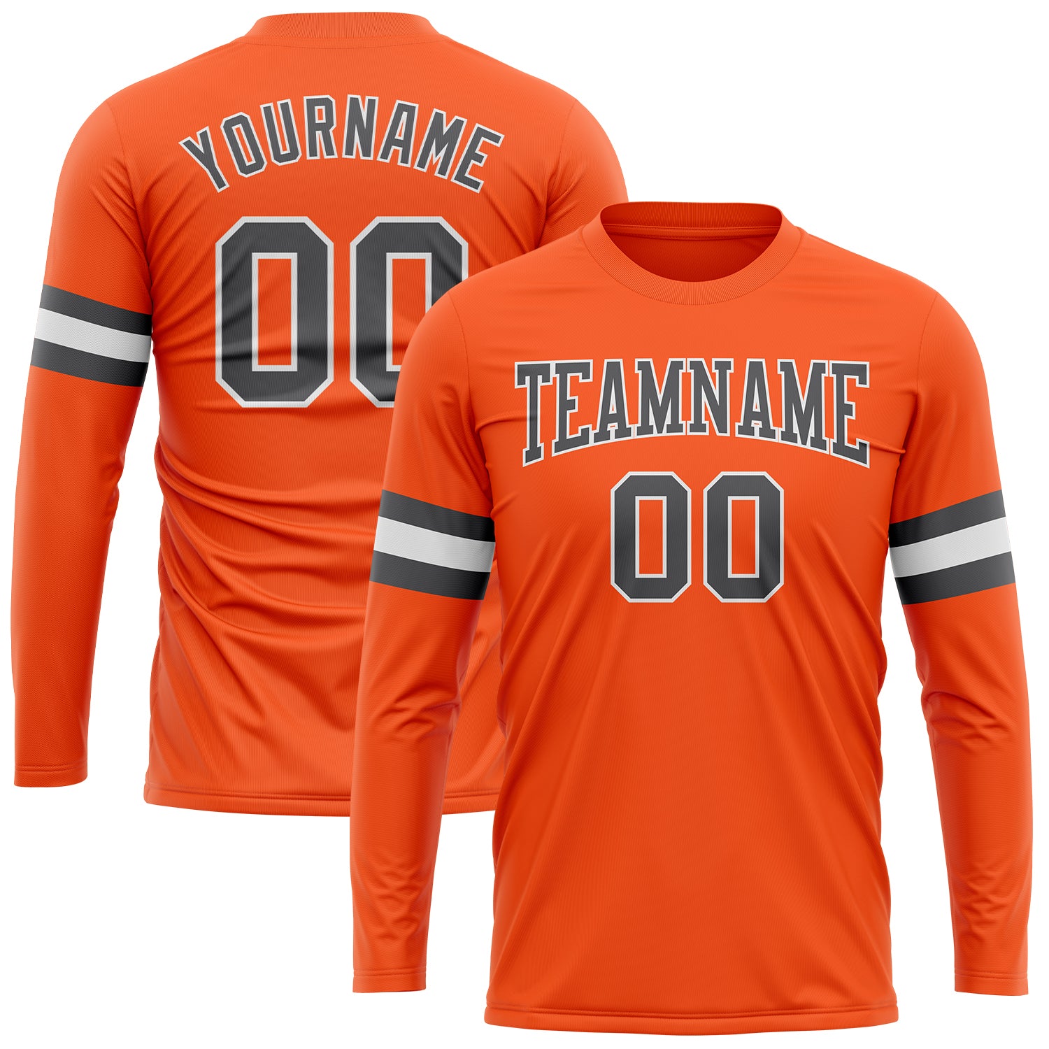 Custom Performance T-Shirt Long Sleeve Gray-White Orange for Active Wear Custom Orange Steel Gray-White Long Sleeve Performance
