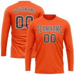 Custom Performance T-Shirt Long Sleeve Gray-White Orange for Active Wear Custom Orange Steel Gray-White Long Sleeve Performance - Image 2