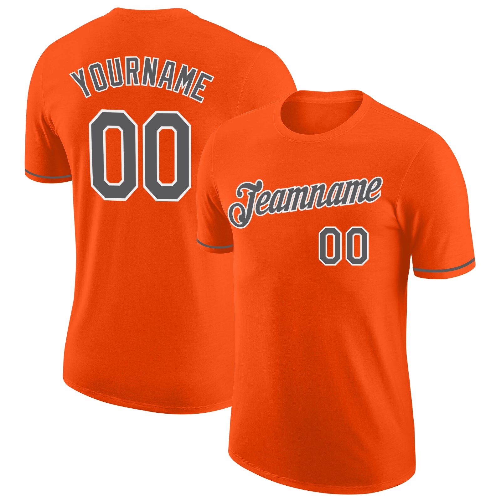 Custom Orange Steel Gray-White Performance T-Shirt Custom Performance T-Shirt in Orange Steel Gray and White - Stylish Sportswear for Active Lifestyle Custom Orange Steel Gray-White - Image 1