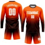 Custom Soccer Jersey Long Sleeve Fade Fashion in Orange White-Brown Sublimation Custom Orange White-Brown Sublimation Long - Image 2